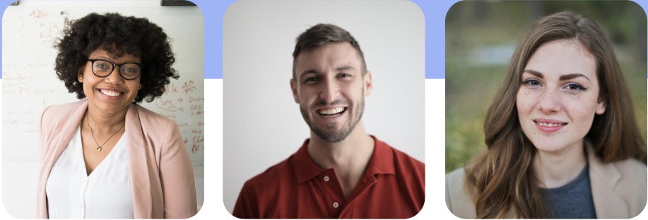 Photo strip with three headshots to represent service providers in the Bay Area. 