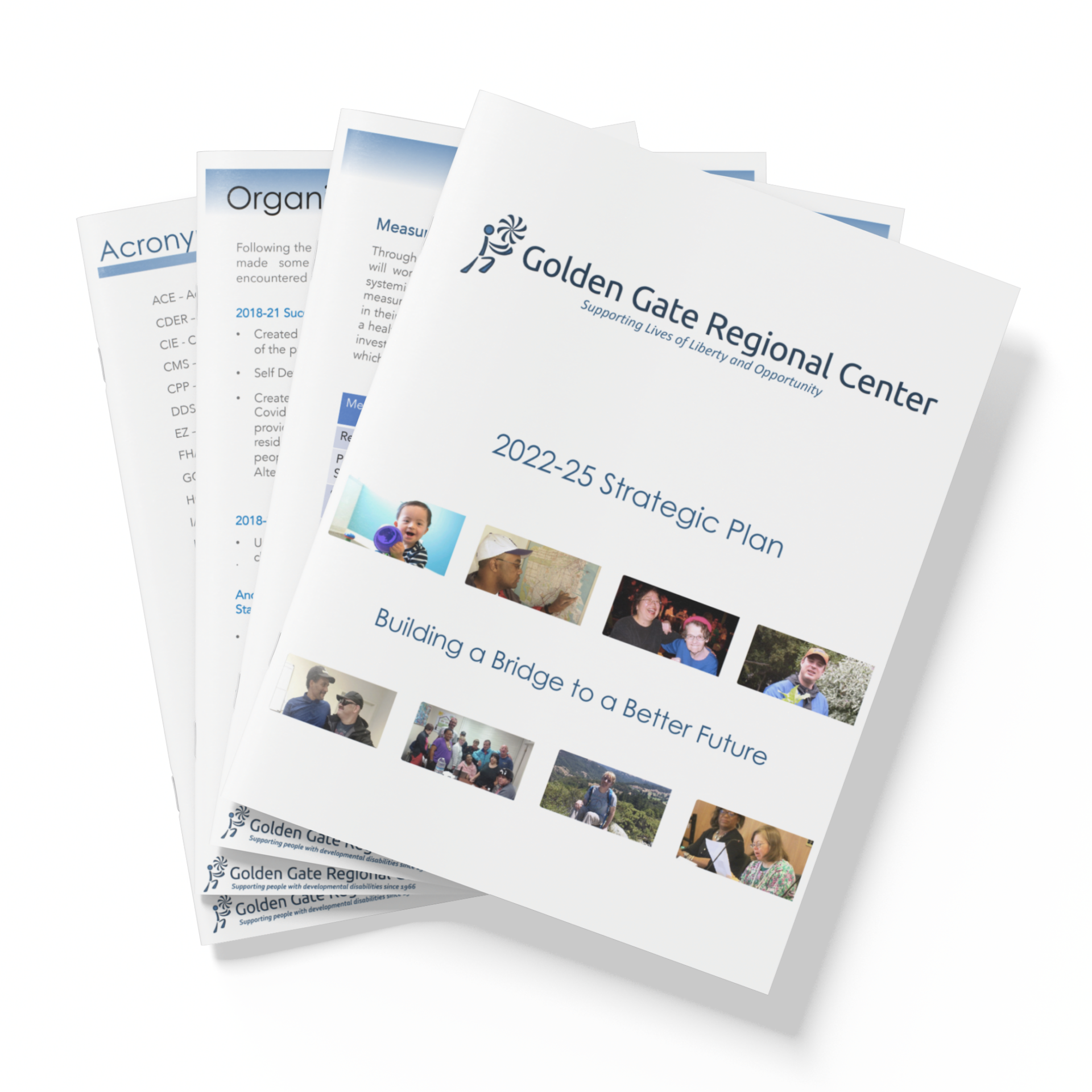 Graphic showing pages from GGRC's full strategic plan document.